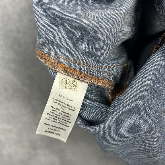 Talbots Denim Shift Dress Women Blue Chambray Lace Up Sleeveless Size 16 - Picture 8 of 10